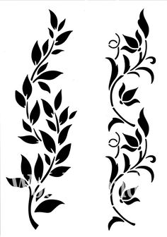 two black and white designs with leaves on the left side, one is an olive branch