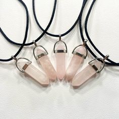 "Rose quartz hexagonal natural crystal pendant and black satin silk necklace cord 2.0mm/ 24\" with 2\" extension chain lead and nickel free" Silk Necklace, Necklace Cord, Crystal Necklaces, Rose Quartz Necklace, Satin Silk, Quartz Necklace, Crystal Pendant, Natural Crystals, Black Satin