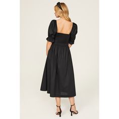 Black cotton blend (97% Cotton, 3% Elastane). A-line. Short sleeves. V-neck. Side zipper closure. 48" shoulder to hemline. Imported. Hill House Home, Nap Dress, Hill House, Rent The Runway, Closet Designs, House On A Hill, Ruffle Trim, Black Cotton, Side Zipper