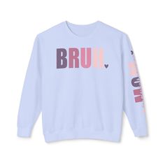 ✨ Elevate your Mother's Day gifting with our custom crewneck sweatshirt, featuring the playful message "Bruh" on the front and "Formerly known as Mom" on the sleeve. 💫 Made with soft, ring-spun cotton fabric and 100% cotton threads, this sweatshirt offers unbeatable softness and comfort. 🌱 Printed with OEKO-TEX-certified low-impact dyes, it's not only stylish but also environmentally friendly. 🔄 Featuring a rolled forward shoulder for a modern fit and printed with attention to detail, this sw Crew Neck Sweatshirt With Screen Print For Loungewear, Blue Crew Neck Sweatshirt With Lettering, Crew Neck Sweatshirt With Lettering For Loungewear, Relaxed Fit Crew Sweatshirt With Lettering, Relaxed Fit Sweatshirt With Lettering, Relaxed Fit Crew Sweater With Lettering, Relaxed Fit Crewneck Sweater With Lettering, Relaxed Fit Crew Neck Sweater With Slogan, Custom Crewneck Sweatshirts