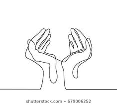 two hands reaching for each other continuous line drawing on white background, minimalist style