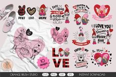 valentine's day svt bundle with hearts, gnomes and other love related items