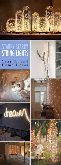 the cover of starry starry string lights is shown in several different photos and sizes