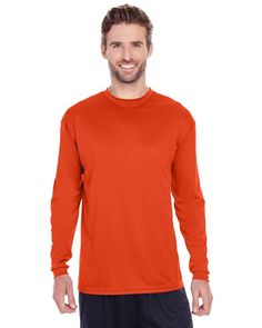 Men's 100% Poly Performance Long-Sleeve T-Shirt - BURNT ORANGE - S | C2 Sport Athletic Men's Adult Performance Long-Sleeve Top in Burnt Orange Size Small | Polyester Orange Crew Neck Sports Top, Solid Tops For Sports In Fall, Fall Sports Long Sleeve T-shirt, Fall Moisture-wicking Relaxed Fit Top, Moisture-wicking Relaxed Fit Top For Fall, Moisture-wicking Crew Neck Tops For Fall, Fall Moisture-wicking Crew Neck Tops, Moisture-wicking Long Sleeve Tops For Fall, Casual Orange Moisture-wicking Tops