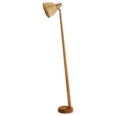 a wooden floor lamp on a white background