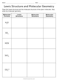 lewis's structure and molargeum worksheet