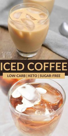 iced coffee with low carb keto and sugar - free ice cream in glasses