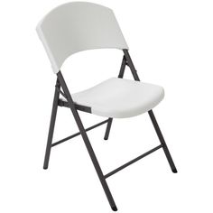 a white plastic folding chair on a white background