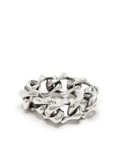 silver-tone sterling silver soft chain-link detailing slip-on style Modern Metal Chain Link Ring, Metal Oval Link Chain Ring, Oval Link Chain Ring In Metal, Modern Silver Chain Ring, Modern Metal Link Chain Ring, Modern Link Chain Ring For Formal Occasions, Modern Formal Chain Link Ring, Elegant Silver Link Chain Ring, Modern Formal Link Chain Ring