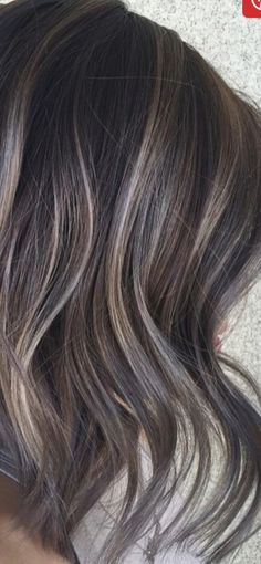 Grey Brunette Hair Highlights, Hair Color Ideas For Hiding Gray, Chocolate Brown Hair With Grey Highlights, Highlights For Dark Brown Hair To Cover Gray, Dark Brown Grey Highlights, Chocolate Brown With Grey Highlights, Brunette Hair Grey Coverage, Brown Hair To Hide Gray, Chocolate Grey Hair