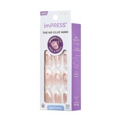 Fancy a new French NO GLUE Mani? Say “oui” to imPRESS Press-On French Manicure. With our new improved adhesive, these press-on nails are long-lasting with a secure hold that lasts for up to 7 days. Just peel, press & go! Modern French Design, French Designs, Modern French, White Tip, French Manicure, French Design, French Nails, Fake Nails, Press On Nails