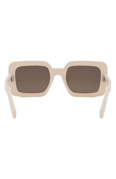 Polished logos at the temples add a sleek, minimalist vibe to Italian-made sunglasses that are ready to make a retro-chic statement. 56mm lens width; 23mm bridge width; 140mm temple length 100% UV protection Acetate Made in Italy Minimalist Vibe, Celine Triomphe, Retro Chic, Square Sunglasses, Uv Protection, Temple, Bridge, In Italy, Nordstrom