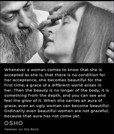 a man and woman kissing each other in front of a quote from the book, when a woman comes to know that she is