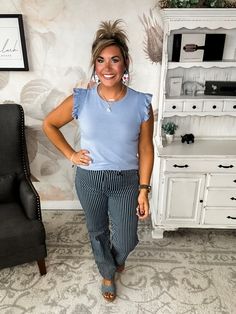 This top is about to become your new go-to for laid-back style. Crafted from an ultra-soft poly blend, this relaxed-fit knit feels like your favorite lived-in t-shirt. But its fluttering ruffle sleeves and rounded neckline add a flirty, feminine twist. Slip it on for brunch with friends or a casual date night—its dreamy comfort and stylish details are sure to boost your confidence and your mood. When keeping your head up feels hard, this top will give you an instant lift. Let its lively color an Brunch With Friends, Instant Lifts, Casual Date Night, Boost Your Confidence, Casual Date, Rounded Neckline, Heads Up, Laid Back Style, Ruffle Sleeves