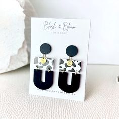 Be the moo-viest girl on the block with these adorable Cow Pattern U shape Acrylic Earrings! Show off your bovine side with this unique black and white accessory that'll definitely help you stand out! Mooo-ve over, basics! Size: 6.4cm   Materials: 14mm Matte Black Acrylic Studs with 925 Silver Posts, gold accessories * Hypoallergenic   * Free Domestic Shipping On All Orders Over $60   * Worldwide Shipping   * Same Day Dispatch if ordered before 12pm   * 4-interest free payments via AfterPay Bold Black Drop Earrings, White Accessories, Cow Pattern, Black Acrylics, Gold Accessories, Acrylic Earrings, Polymer Clay Crafts, Clay Crafts, The Block