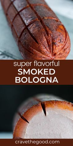 two different types of breads with the words, super flavored smoked bologna