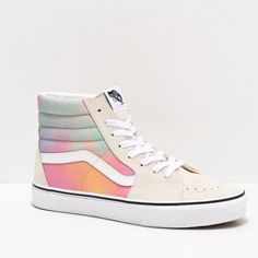 Vans And Socks, Pastel Vans, Skater Shoes, Dream Fashion, Teen Outfits, Cute Slippers, Vans Sk8 Hi, High Top Vans, Sk8 Hi