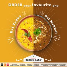 an advertisement for a soup restaurant with the words order your favorite one