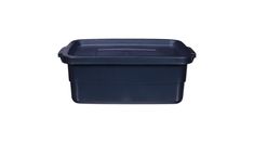 a blue plastic container on a white background