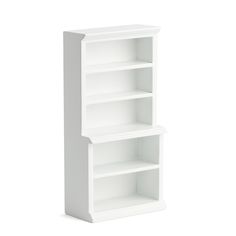 an empty white bookcase on a white background