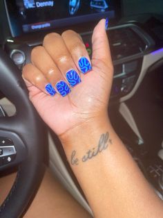 Blue Short Set Nails, Boy Mom Nail Ideas, Blue Short Nail Designs, Blue Short Nails Ideas, Short Nails Ideas Blue, Blue Nail Designs Short, Short Colorful Nails, Blue Manicure Ideas, Short Blue Nail Designs