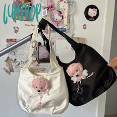 46539035410683|46539035443451 Cute Handheld Black Shoulder Bag, Dog Japanese, Aesthetic Female, Y2k Bags, Designer Aesthetic, Armpit Bag, Plush Bags, Pink Y2k