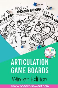 the articulation game boards with text overlay that reads winter edition, which includes four