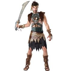 Barbarian Costume, Barbarian Warrior, Gucci Outfit, Leopard Print Headband, Warrior Costume, Costume Store, Halloween Costumes For Teens, Mens Halloween Costumes, Lingerie Costume