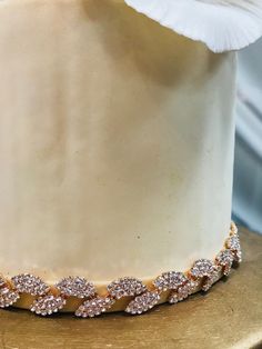 "Price listed is price per yard. (36 inches/ 91 cm) Width of chain is 0.625\" Check our available quantity for more rhinestone chains Elegant premium quality ROSE GOLD trim with high quality sparkling diamond-like rhinestones, is a continuous \"chain.\" Perfect for embellishing Wedding Cakes, Chairs, Table Linens, Bridal Bouquet, Wedding Gown, Bridesmaid Dress, Apparel or costumes, or Holiday Décor." Wedding Rhinestone Necklace With Chain, Gold Iced Out Necklace For Wedding, Gold Crystal Bedazzled Jewelry, Elegant Gold Iced Out Rhinestone Necklace, Gold Cake Decorations, Sparkle Cake, Rhinestone Cake Topper, Rose Gold Cake, Gown Bridesmaid