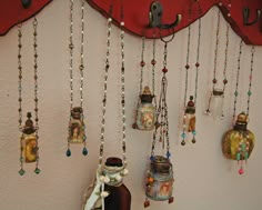 there are many different items hanging on the wall