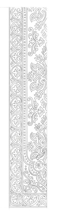 an intricately designed panel is shown in black and white, as well as the design for