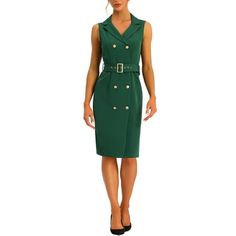 Cut to a fit shape, a self-tie belt over your waist as the highlight, this dress creates a slim silhouette. This double-breasted silhouette can be paired with jeans, heels, or tailored trousers for a classic look. Measurement (in inches) Size----------Length----------Shoulder----------Chest----------Waist XS----------------35.0---------------13.7-----------------35.4---------------29.5 S------------------35.4---------------14.2-----------------37.4---------------31.5 M-----------------35.9------ Elegant Work Dress, Woman Wardrobe, Blazer Dresses, Jeans Heels, Dress Blazer, Wear To Work Dress, Office Dresses For Women, Work Dresses For Women, Office Dress