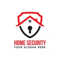 the home security logo is red and black