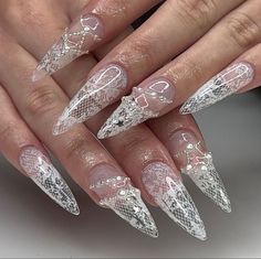 Lace Gel Nails, Lace Design On Nails, Lace Pattern Nails, White Lace Nail Design, Lace French Tip Nails, Lace Acrylic Nails, Lace Design Nails, Lace Nails Designs, Lacy Nails