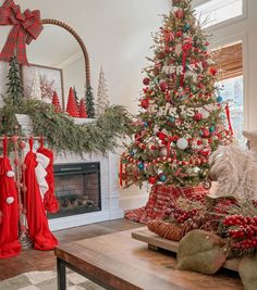 a decorated christmas tree in a living room