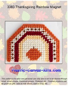 a crochet pattern for a thanksgiving rainbow magnet with an image of a turkey on it