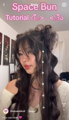 Rave Hairstyles, Space Bun, Concert Hairstyles, Rave Hair, Y2k Hairstyles, Kawaii Hairstyles, Hairstyles For Layered Hair, Bun Hairstyle, Hairdos For Curly Hair