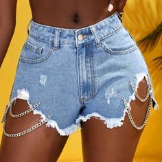 Size Large Shein So Cute 100 Cotton I’m Btwn 8-10 These Would Fit Closer To The 8 Distressed Bermuda Shorts, Shein Shorts, High Rise Jean Shorts, Red Trench Coat, High Rise Denim Jeans, Black Jean Shorts, Distressed Jean Shorts, Blue Jean Shorts, Levi Jeans 501