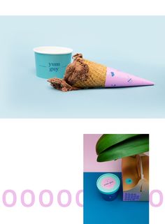 an ice cream cone and some other items