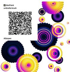 an image of colorful circles with qr code in the middle and on the bottom