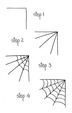 the steps to draw a spider web