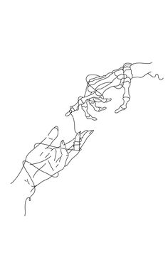 a line drawing of two hands reaching for each other