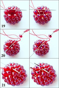 step by step instructions on how to make a beaded ball ornament with beads