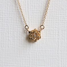 "Feminine and elegant, this necklace is for anyone who loves roses or any flowers. A delicate and beautiful rose pendant set with a sparkly diamond in the center hangs from an adjustable 16-18\" 1 mm cable chain.  It is also the perfect match to our ROSE ring available here >> https://etsy.me/35JCoHk ❁❁ I T E M ∙ D E T A I L S ❁❁ ✦Stone： Natural Diamond Shape： Round Size: 1 mm x 1 Quality: VS, F-G ✦ Pendant: Metal Type: Choice of solid 14K Gold with 20 gauge jump ring Metal Color: Rose / White / Fantasy Things, Bangles Design, Rose Pendant, Rose Necklace, Original Jewelry, Beautiful Rose, Gorgeous Jewelry, Ring Size Guide, Dream Jewelry