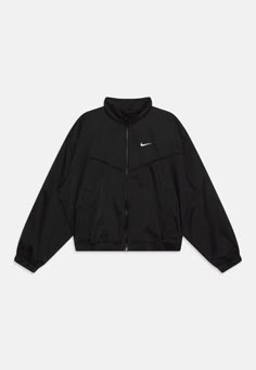 Nike Sportswear STAR - Übergangsjacke - black/white 90s Nike Jacket, Nike Jacket Outfit, Black Nike Jacket, Black Sports Jacket, Nike Wear, Nike Coat, Nike Clothes, University Outfit, Black And White Nikes