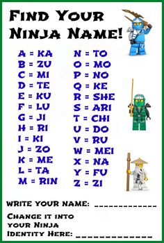 an image of lego ninja name game