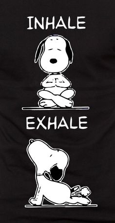 a black t - shirt with an image of a dog and the words inhale exhale on it