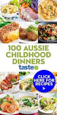 the cover of 100 aussie children's dinner taste cookbook, with images of various