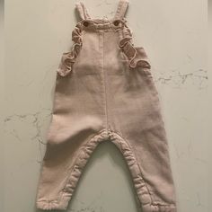 Zara Girls Ruffled Overalls Nwt! Missed Return Window/Wrong Size Very Pretty Pale Pink And Great Quality! Size 6-9mo Casual Bubble Romper With Ruffles For Playtime, Pink Casual Bubble Romper With Ruffles, Casual Pink Bubble Romper With Ruffles, Baby Pink Romper, Red Cable Knit Sweater, Rompers For Kids, Halter Romper, Long Romper, Zara Girl