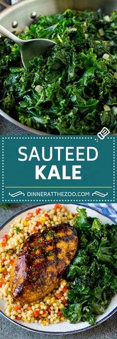 this sauteed kale salad is loaded with fresh greens and grilled chicken